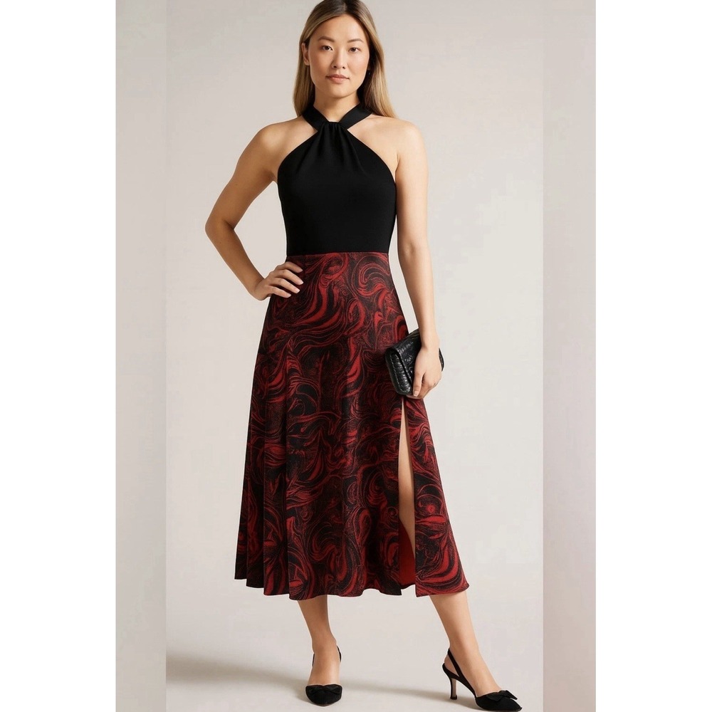 Ted Baker Rosied Dress TB 4 US 10 Halter Twist Neck Maxi Formal Wedding Guest